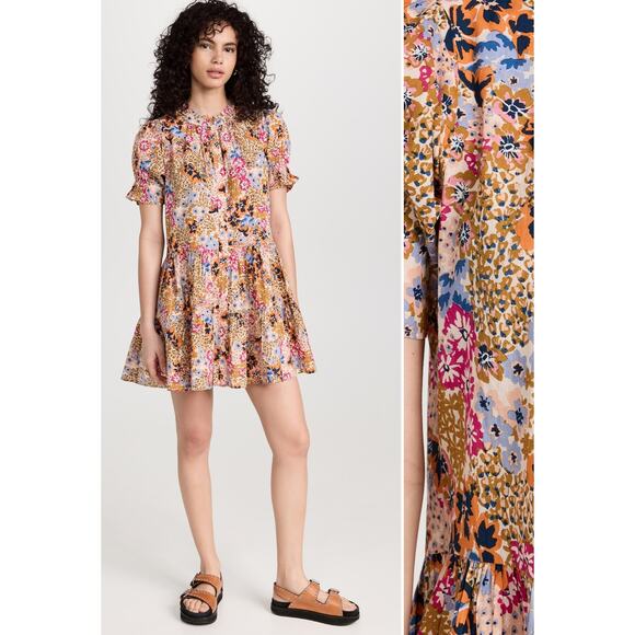 APIECE APART Las Alturas Mini Dress Sz M EUC $345 MSRP Wildflowers Cream Multi - Picture 10 of 11